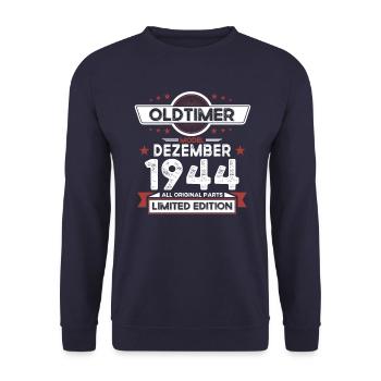 80e anniversaire Vintage Décembre Vintage 1944 - Sweat-shirt Unisexe - marine - Devant - Alina (178cm) & Michal (187cm)