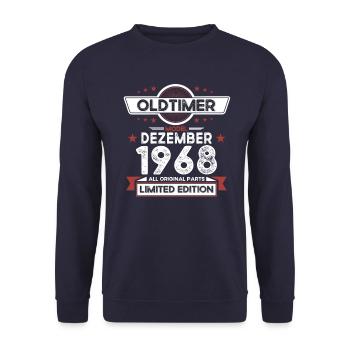 55th Birthday Classic Car December Vintage 1968 - Unisex Sweatshirt - navy - Front - Alina (178cm) & Michal (187cm)