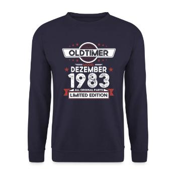40th Birthday Classic Car December Vintage 1983 - Unisex Sweatshirt - navy - Front - Alina (178cm) & Michal (187cm)