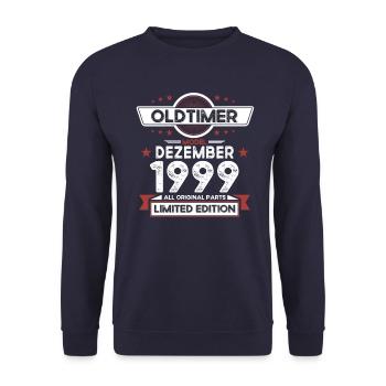 24th Birthday Classic Car December Vintage 1999 - Unisex Sweatshirt - navy - Front - Alina (178cm) & Michal (187cm)