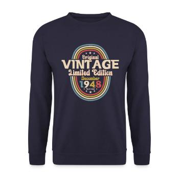 75ème Anniversaire Millésime Décembre Millésime 1948 - Sweat-shirt Unisexe - marine - Devant - Alina (178cm) & Michal (187cm)