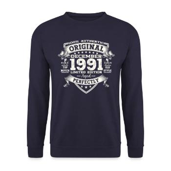December Vintage 1991 32nd Birthday Vintage - Unisex Sweatshirt - navy - Front - Alina (178cm) & Michal (187cm)