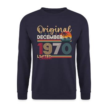 53ème Anniversaire Original Décembre Millésime 1970 - Sweat-shirt Unisexe - marine - Devant - Alina (178cm) & Michal (187cm)