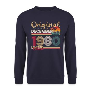 43ème Anniversaire Original Décembre Millésime 1980 - Sweat-shirt Unisexe - marine - Devant - Alina (178cm) & Michal (187cm)