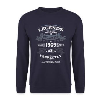 54ème Anniversaire Millésime Décembre Millésime 1969 - Sweat-shirt Unisexe - marine - Devant - Alina (178cm) & Michal (187cm)