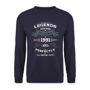 December Vintage 1991 32nd Birthday Legend - Unisex Sweatshirt - navy - Front - Alina (178cm) & Michal (187cm)