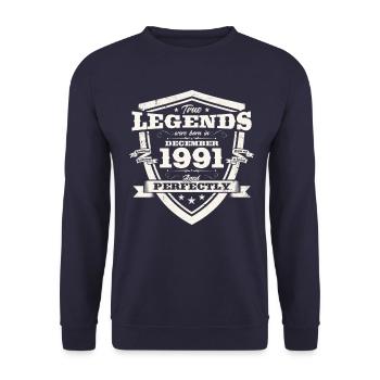 December Vintage 1991 32nd Birthday Legend - Unisex Sweatshirt - navy - Front - Alina (178cm) & Michal (187cm)
