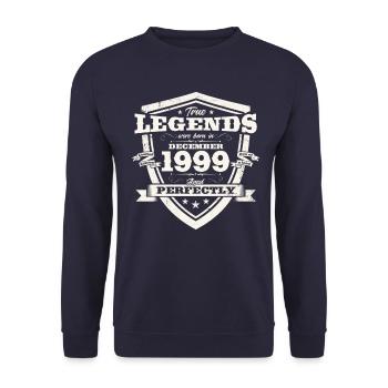 December Vintage 1999 24th Birthday Legend - Unisex Sweatshirt - navy - Front - Alina (178cm) & Michal (187cm)