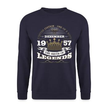 66e anniversaire décembre Né en 1957 - Sweat-shirt Unisexe - marine - Devant - Alina (178cm) & Michal (187cm)