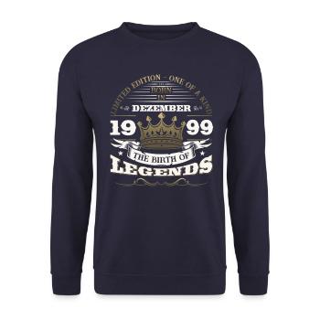 December Vintage 1999 24th Birthday Legend - Unisex Sweatshirt - navy - Front - Alina (178cm) & Michal (187cm)