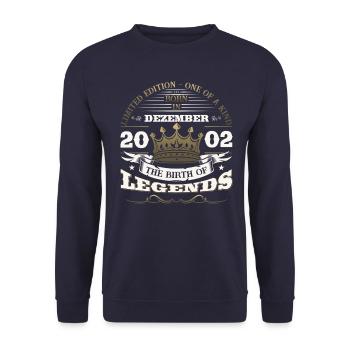 December Vintage 2002 21st Birthday Legend - Unisex Sweatshirt - navy - Front - Alina (178cm) & Michal (187cm)