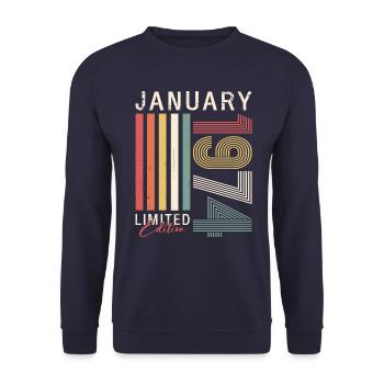 50e anniversaire Original Janvier Né 1974 - Sweat-shirt Unisexe - marine - Devant - Alina (178cm) & Michal (187cm)