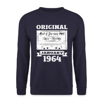 Cassette 60e anniversaire janvier Vintage 1964 - Sweat-shirt Unisexe - marine - Devant - Alina (178cm) & Michal (187cm)