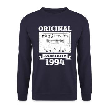 30e anniversaire Cassette janvier Vintage 1994 - Sweat-shirt Unisexe - marine - Devant - Alina (178cm) & Michal (187cm)