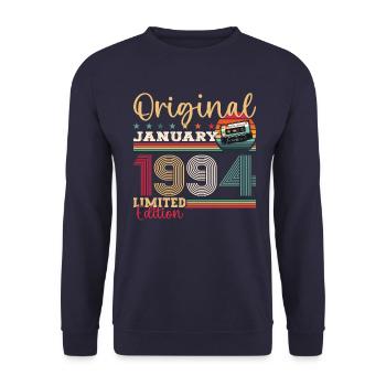 30e anniversaire Cassette janvier Vintage 1994 - Sweat-shirt Unisexe - marine - Devant - Alina (178cm) & Michal (187cm)