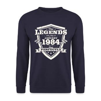 40e anniversaire Cassette janvier Vintage 1984 - Sweat-shirt Unisexe - marine - Devant - Alina (178cm) & Michal (187cm)