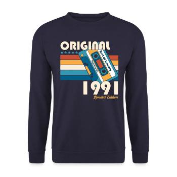 33e anniversaire Cassette janvier Vintage 1991 - Sweat-shirt Unisexe - marine - Devant - Alina (178cm) & Michal (187cm)