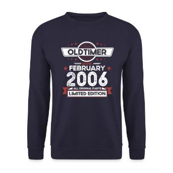 18. Geburtstag Oldtimer Februar Jahrgang 2006 - Unisex Pullover - Navy - Vorne - Alina (178cm) & Michal (187cm)