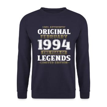 30. Geburtstag Original Februar Jahrgang 1994 - Unisex Pullover - Navy - Vorne - Alina (178cm) & Michal (187cm)