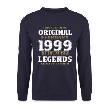 25e anniversaire Original Février Année 1999 - Sweat-shirt Unisexe - marine - Devant - Alina (178cm) & Michal (187cm)