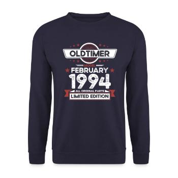 30th Birthday Classic Car February Vintage 1994 - Unisex Sweatshirt - navy - Front - Alina (178cm) & Michal (187cm)