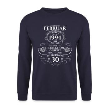 30. Geburtstag Original Februar Jahrgang 1994 - Unisex Pullover - Navy - Vorne - Alina (178cm) & Michal (187cm)