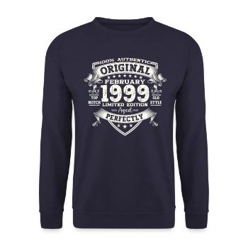25e anniversaire Original Février Année 1999 - Sweat-shirt Unisexe - marine - Devant - Alina (178cm) & Michal (187cm)