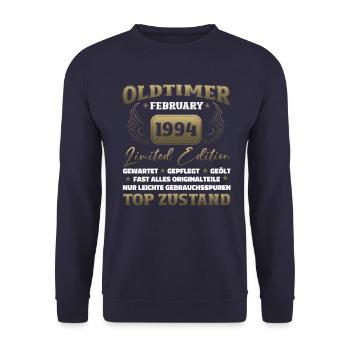 30th Birthday Classic Car February Vintage 1994 - Unisex Sweatshirt - navy - Front - Alina (178cm) & Michal (187cm)