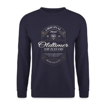 80e anniversaire mari Vintage février Vintage 1944 - Sweat-shirt Unisexe - marine - Devant - Alina (178cm) & Michal (187cm)