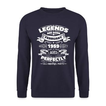 65th Birthday Husband February Vintage 1959 Legendary - Unisex Sweatshirt - navy - Front - Alina (178cm) & Michal (187cm)