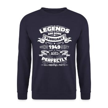 75th Birthday Husband February Vintage 1949 Legendary - Unisex Sweatshirt - navy - Front - Alina (178cm) & Michal (187cm)