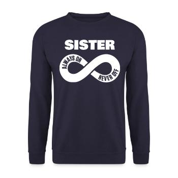 Sister Always On Never Off Sister Love Heart - Unisex Sweatshirt - navy - Front - Alina (178cm) & Michal (187cm)