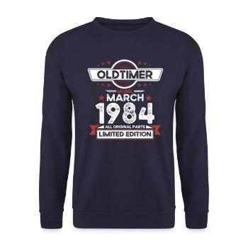 40th Birthday Vintage March Vintage 1984 - Unisex Sweatshirt - navy - Front - Alina (178cm) & Michal (187cm)