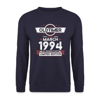 30th Birthday Classic Car March Vintage 1994 - Unisex Sweatshirt - navy - Front - Alina (178cm) & Michal (187cm)