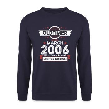 18. Geburtstag Oldtimer März Jahrgang 2006 - Unisex Pullover - Navy - Vorne - Alina (178cm) & Michal (187cm)