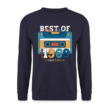 55. Geburtstag Mann best of März 1969 Kassette - Unisex Pullover - Navy - Vorne - Alina (178cm) & Michal (187cm)