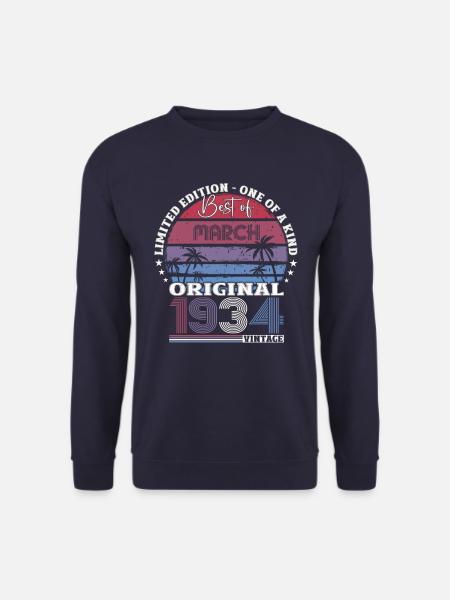 90e anniversaire mari Original mars Vintage 1934 - Sweat-shirt Unisexe - marine