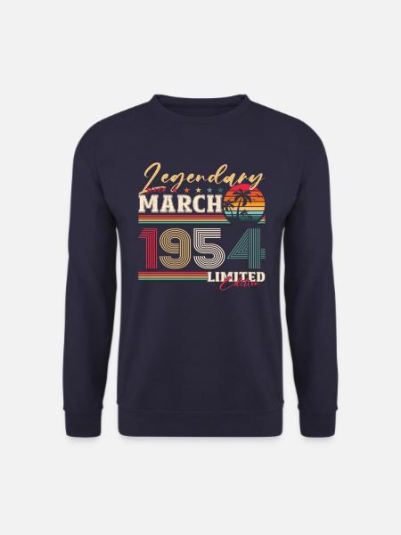 70. Geburtstag Herren Original März Jahrgang 1954 - Unisex Pullover - Navy