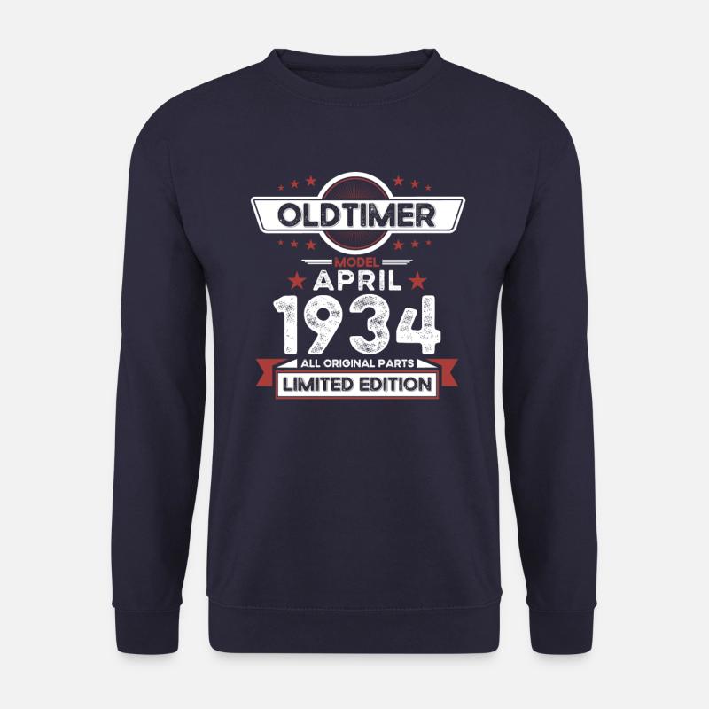 90. Geburtstag Mann Oldtimer April Jahrgang 1934 - Unisex Pullover - Navy