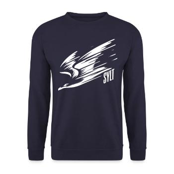 Sylt Sturzflug Tiefflieger Möwe Urlaub T-Shirt - Unisex Pullover - Navy - Vorne - Alina (178cm) & Michal (187cm)