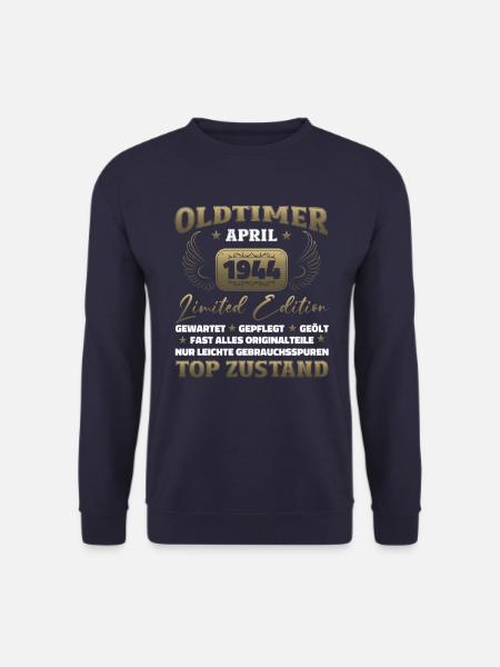 80. Geburtstag Mann Oldtimer April Jahrgang 1944 - Unisex Pullover - Navy