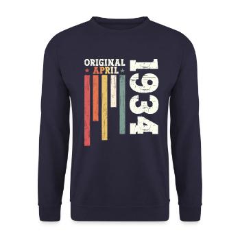 90e anniversaire mari Original avril Vintage 1934 - Sweat-shirt Unisexe - marine - Devant - Alina (178cm) & Michal (187cm)
