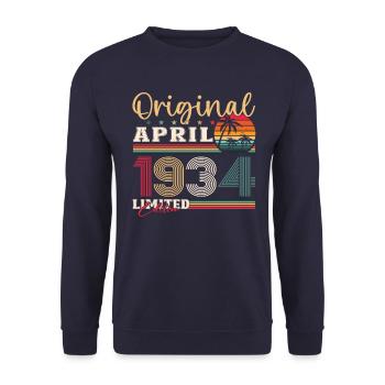 90e anniversaire mari Original avril Vintage 1934 - Sweat-shirt Unisexe - marine - Devant - Alina (178cm) & Michal (187cm)
