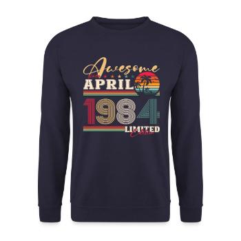 40e anniversaire mari avril Vintage 1984 génial - Sweat-shirt Unisexe - marine - Devant - Alina (178cm) & Michal (187cm)