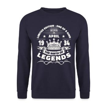 90e anniversaire homme légende avril Vintage 1934 - Sweat-shirt Unisexe - marine - Devant - Alina (178cm) & Michal (187cm)