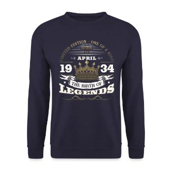 90e anniversaire homme légende avril Vintage 1934 - Sweat-shirt Unisexe - marine - Devant - Alina (178cm) & Michal (187cm)