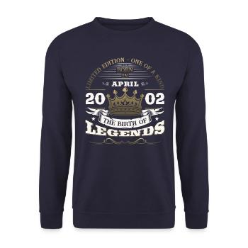 22. Geburtstag Mann Original April Jahrgang 2002 - Unisex Pullover - Navy - Vorne - Alina (178cm) & Michal (187cm)
