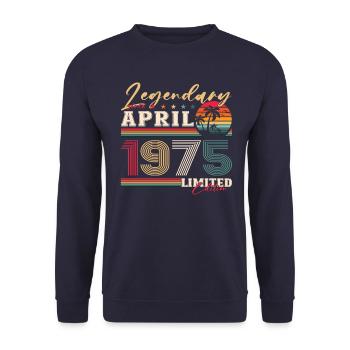 49th Birthday Husband Original April Vintage 1975 - Unisex Sweatshirt - navy - Front - Alina (178cm) & Michal (187cm)