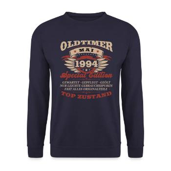30th Birthday Man Classic Car May Vintage 1994 - Unisex Sweatshirt - navy - Front - Alina (178cm) & Michal (187cm)