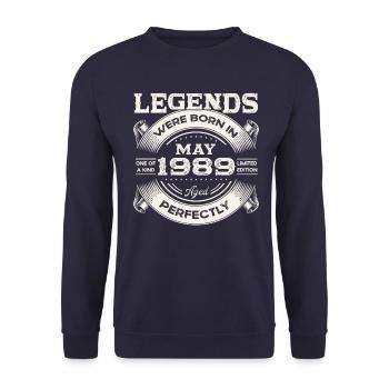 Birthday 1989 May 1989 Vintage 1989 Legend 89 - Unisex Sweatshirt - navy - Front - Alina (178cm) & Michal (187cm)